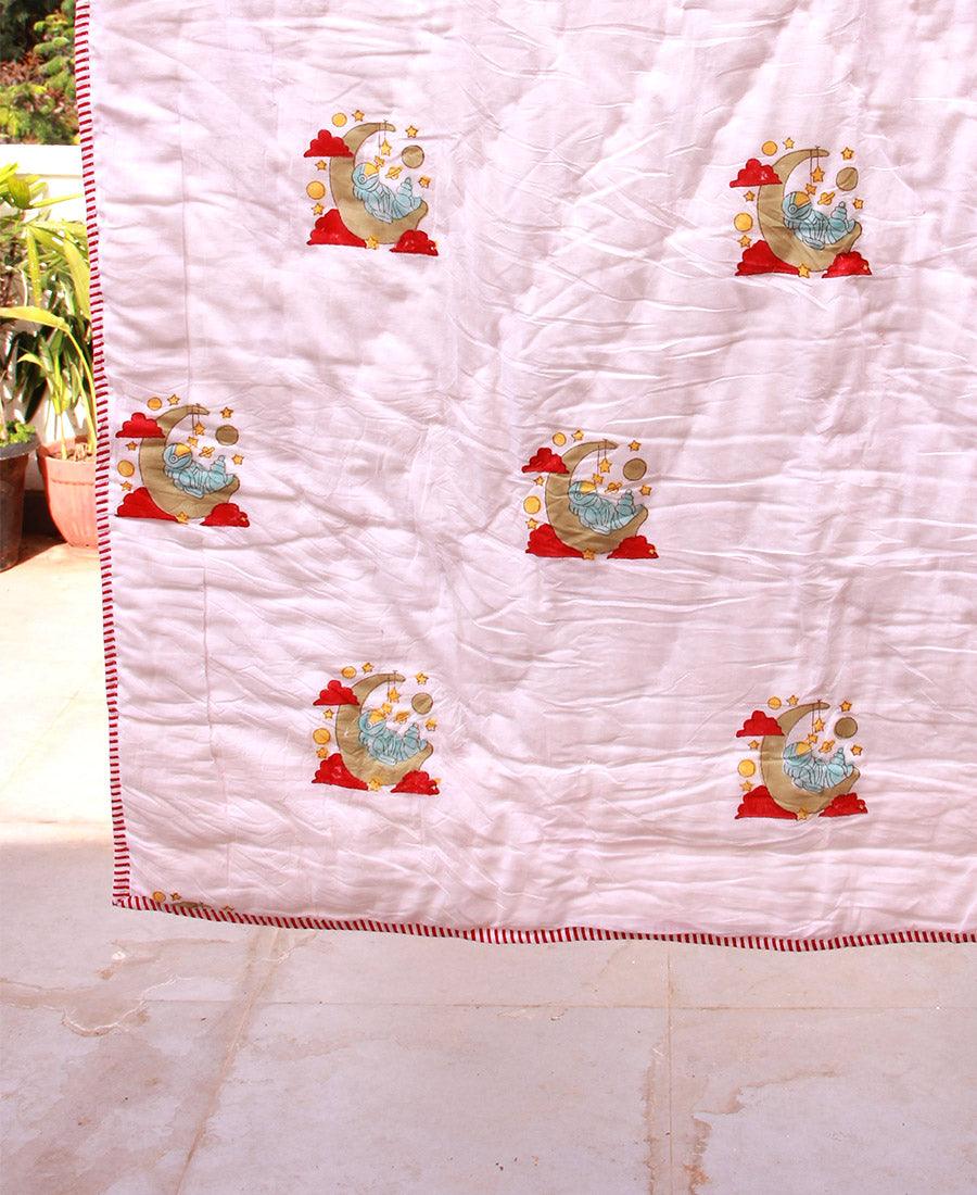 Dreamy Astronaut with Red Stripes Baby Quilt - Moriyo Decor