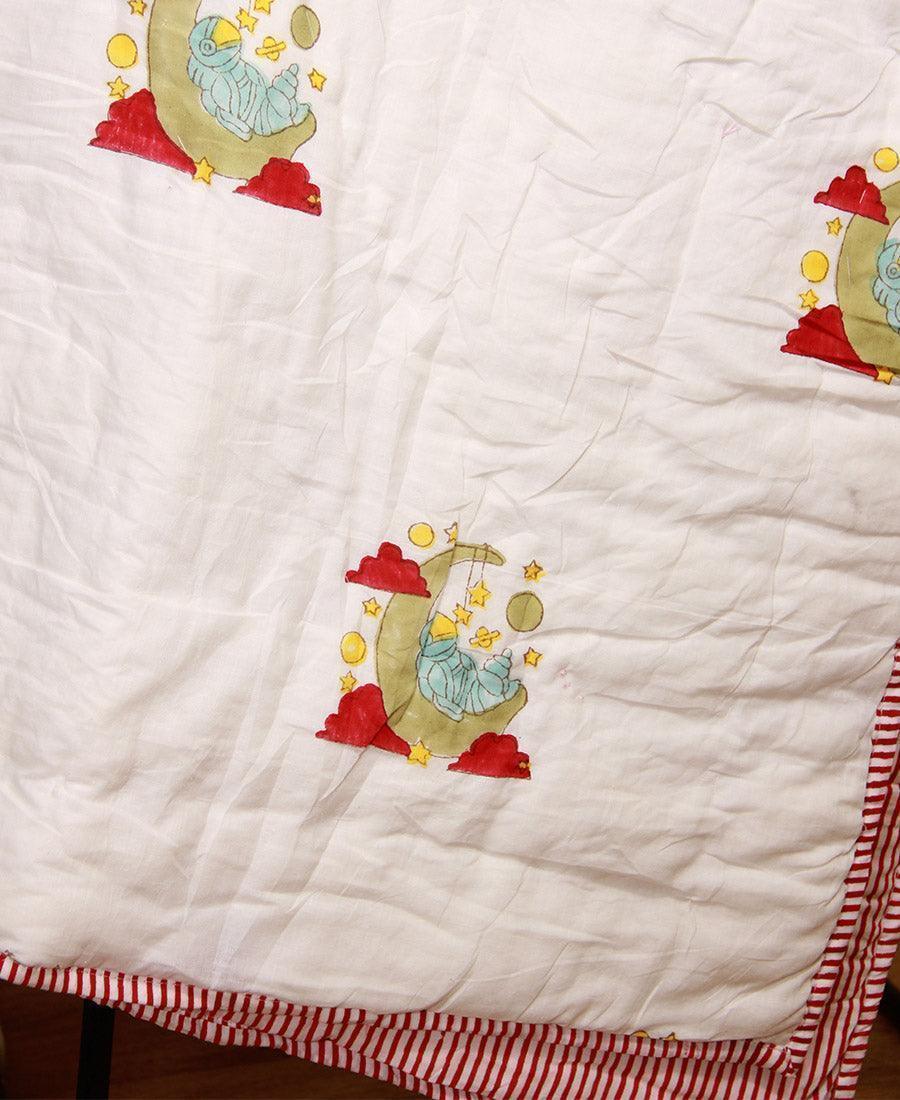 Dreamy Astronaut with Red Stripes Baby Quilt - Moriyo Decor