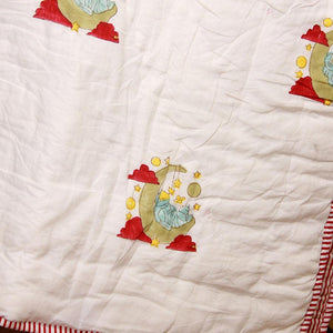 Dreamy Astronaut with Red Stripes Baby Quilt - Moriyo Decor