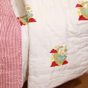 Dreamy Astronaut with Red Stripes Baby Quilt - Moriyo Decor