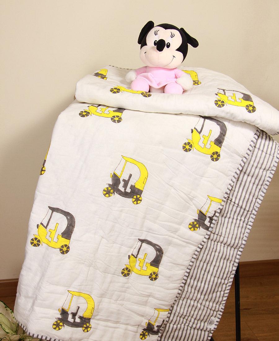 Rickshaw Print Yellow Baby Quilt - Moriyo Decor