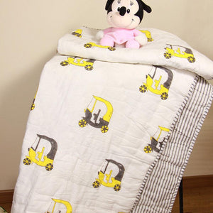 Rickshaw Print Yellow Baby Quilt - Moriyo Decor