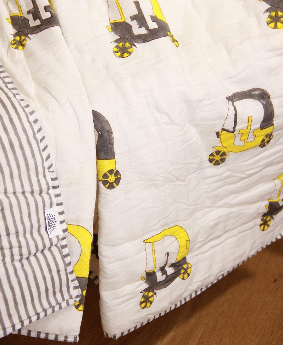 Rickshaw Print Yellow Baby Quilt - Moriyo Decor