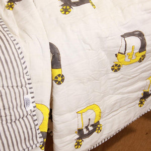 Rickshaw Print Yellow Baby Quilt - Moriyo Decor