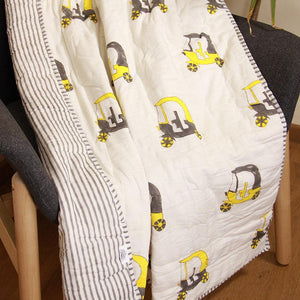 Rickshaw Print Yellow Baby Quilt - Moriyo Decor