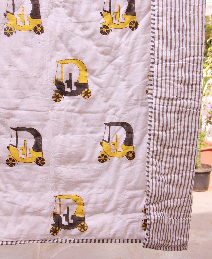 Rickshaw Print Yellow Baby Quilt - Moriyo Decor