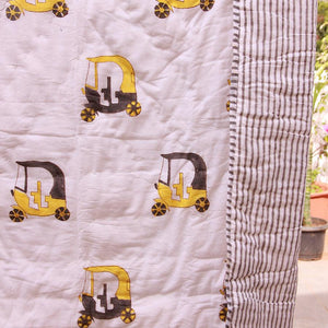 Rickshaw Print Yellow Baby Quilt - Moriyo Decor