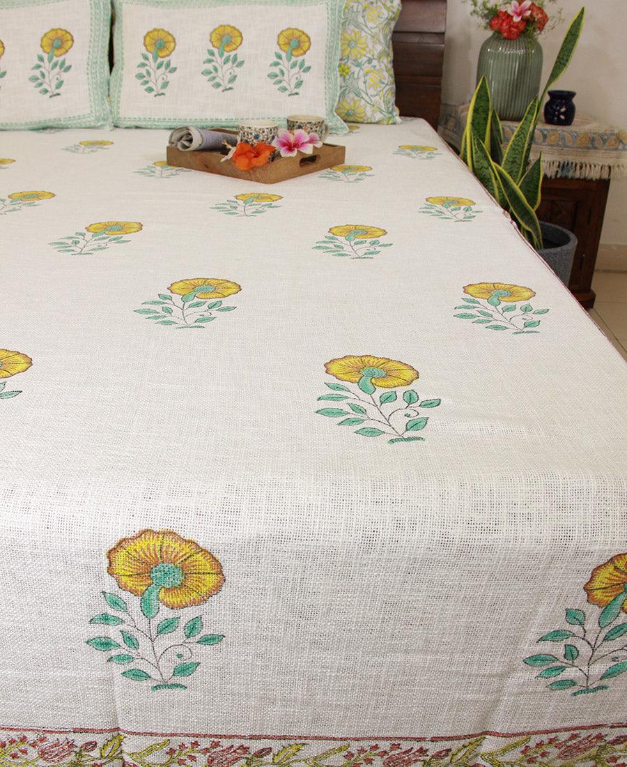 Royal Yellow Sunflower Bed Cover with 2 Pillow Cover Set - Moriyo Decor