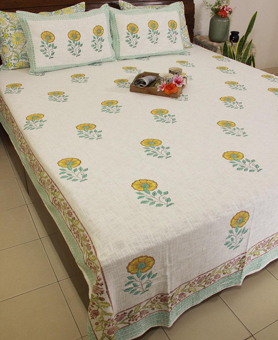 Royal Yellow Sunflower Bed Cover with 2 Pillow Cover Set - Moriyo Decor