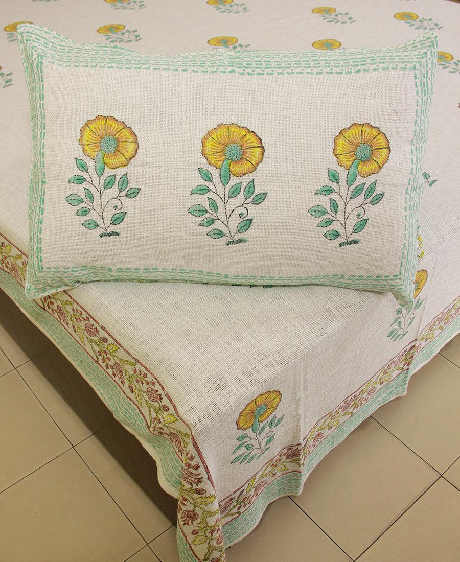 Royal Yellow Sunflower Bed Cover with 2 Pillow Cover Set - Moriyo Decor