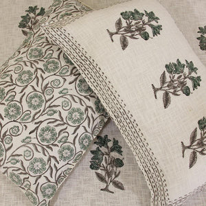 Bohemian Green Daffodil Bed Cover with 2 Pillow Cover Set - Moriyo Decor