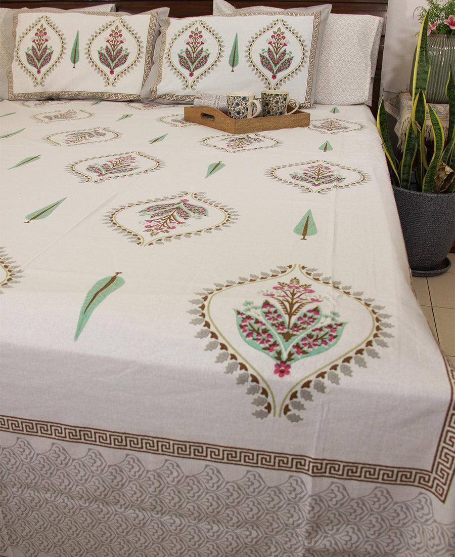 Pink Lily of Valleys Bedsheet with 2 Pillow Cover Set - 220TC - Moriyo Decor