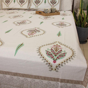 Pink Lily of Valleys Bedsheet with 2 Pillow Cover Set - 220TC - Moriyo Decor