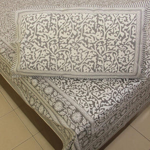 Gray Jaali Bedsheet with 2 Pillow Cover Set - 220TC - Moriyo Decor