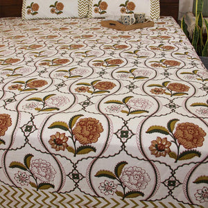 Yellow Chandramallika Bedsheet with 2 Pillow Cover Set - 220TC - Moriyo Decor