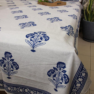 Royal Blue Marigold Bedsheet with 2 Pillow Cover Set -220TC - Moriyo Decor