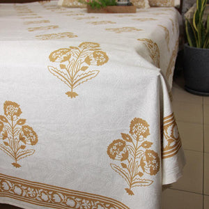 Royal Gold Marigold Bedsheet with 2 Pillow Cover Set - 220TC - Moriyo Decor