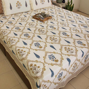 Golden Chandan Bedsheet with 2 Pillow Cover Set - 220TC - Moriyo Decor