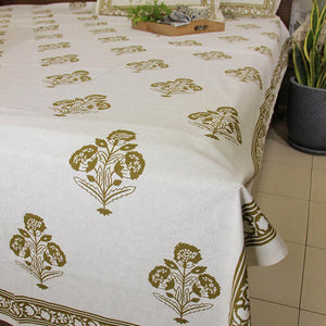 Royal Mehndi Green Marigold Bedsheet with 2 Pillow Cover Set - 220TC - Moriyo Decor