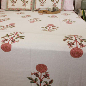 Pink Suryamukhi Bedsheet with 2 Pillow Cover Set - 220TC - Moriyo Decor