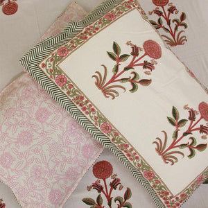 Pink Suryamukhi Bedsheet with 2 Pillow Cover Set - 220TC - Moriyo Decor