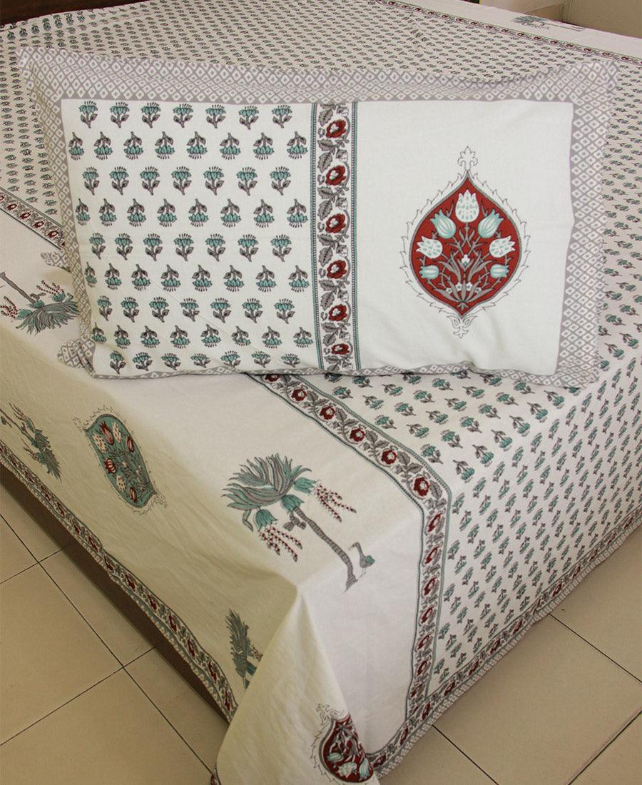 Hara Gulistaan Bedsheet with 2 Pillow Cover Set - 220TC - Moriyo Decor