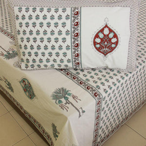 Hara Gulistaan Bedsheet with 2 Pillow Cover Set - 220TC - Moriyo Decor