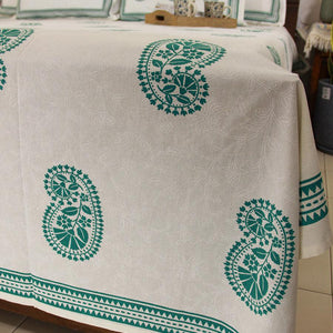 Jungle green Paisley Bedsheet with 2 Pillow Cover Set - 220TC - Moriyo Decor