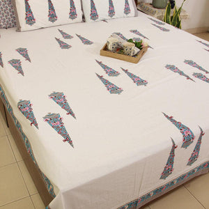 Satrangi Gray Bedsheet with 2 Pillow Cover Set - 280TC - Moriyo Decor