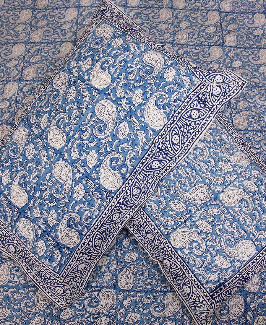 Blue Paisley ka Gulistaan Bedsheet with 2 Pillow Cover Set - 280TC - Moriyo Decor