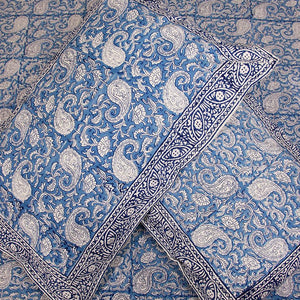 Blue Paisley ka Gulistaan Bedsheet with 2 Pillow Cover Set - 280TC - Moriyo Decor