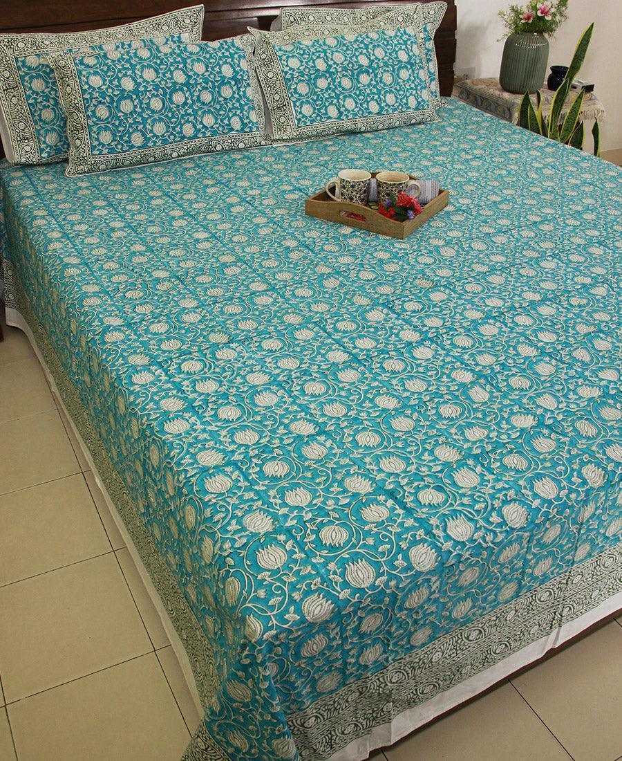 Gaandhar ke Hare Kamal Bedsheet with 2 Pillow Cover Set - 280TC - Moriyo Decor