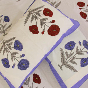 Violet & Red Marigold Bedsheet with 2 Pillow Cover Set - 280TC - Moriyo Decor