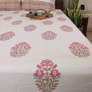 Gulaabi GulMehndi Bedsheet with 2 Pillow Cover Set - 280TC - Moriyo Decor