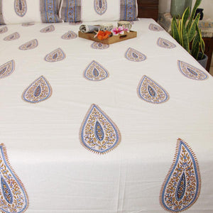 Neeli Pankhudi Bedsheet with 2 Pillow Cover Sets - 280TC - Moriyo Decor