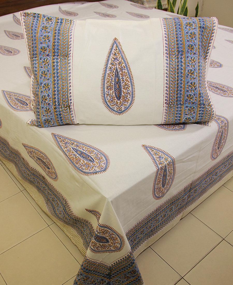 Neeli Pankhudi Bedsheet with 2 Pillow Cover Sets - 280TC - Moriyo Decor