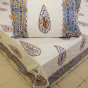 Neeli Pankhudi Bedsheet with 2 Pillow Cover Sets - 280TC - Moriyo Decor