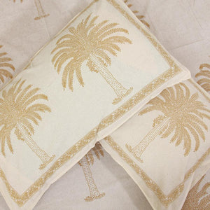 Sandy Yellow Palm Bedsheet with 2 Pillow Cover Set - 220TC - Moriyo Decor