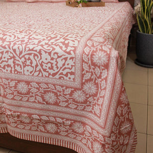 Pink Jaali Bedsheet with 2 Pillow Cover Set - 220TC - Moriyo Decor