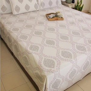 Gray Kusum Bedsheet with 2 Pillow Cover Set - 220TC - Moriyo Decor