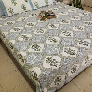 Blue Orchid Bedsheet with 2 Pillow Cover Set - 220TC - Moriyo Decor