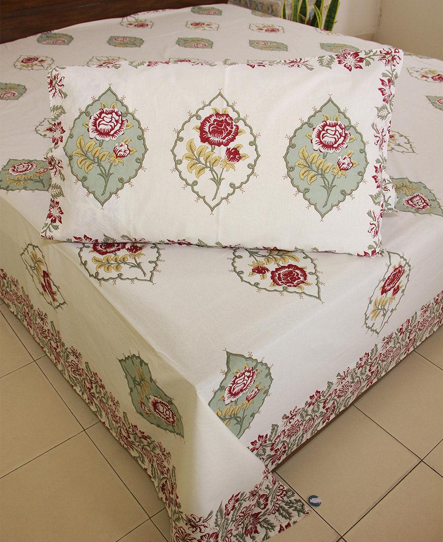 Royal Red Rose Bedsheet with 2 Pillow Cover Set - 220TC - Moriyo Decor