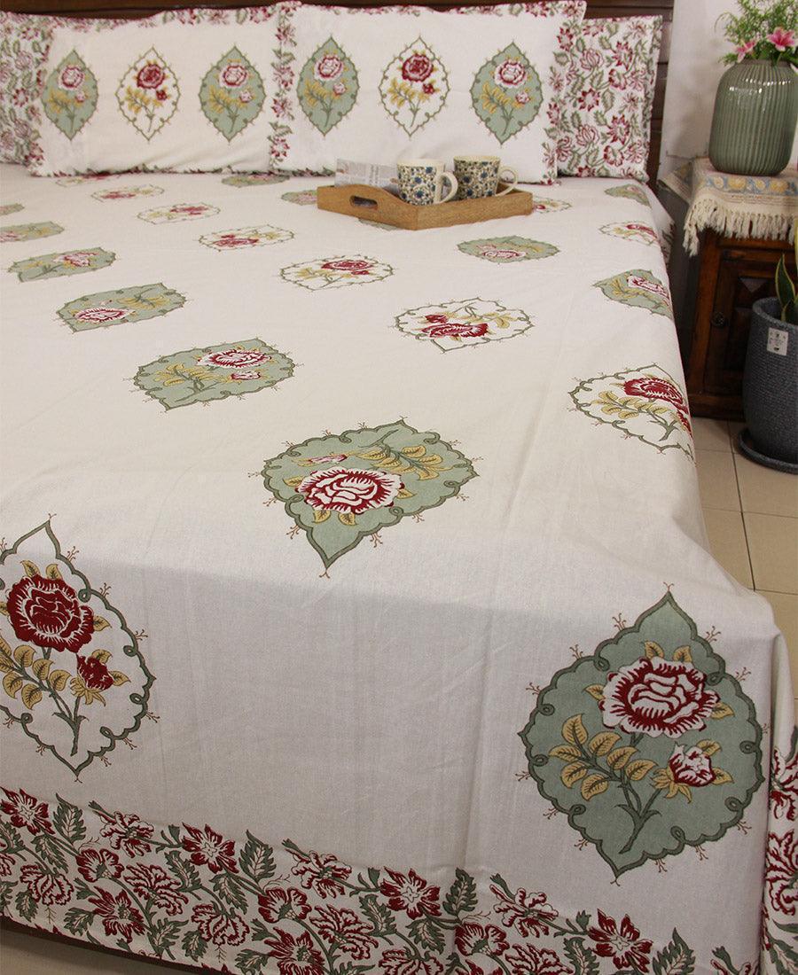 Royal Red Rose Bedsheet with 2 Pillow Cover Set - 220TC - Moriyo Decor