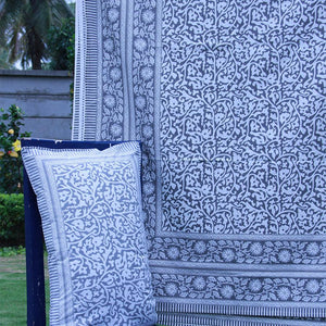 Gray Jaali Bedsheet with 2 Pillow Cover Set - 220TC - Moriyo Decor