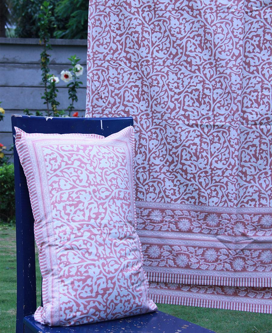 Pink Jaali Bedsheet with 2 Pillow Cover Set - 220TC - Moriyo Decor