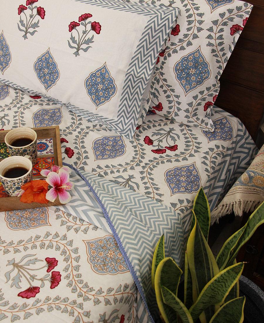 Pink Hibiscus on Blue Dohar - Moriyo Decor