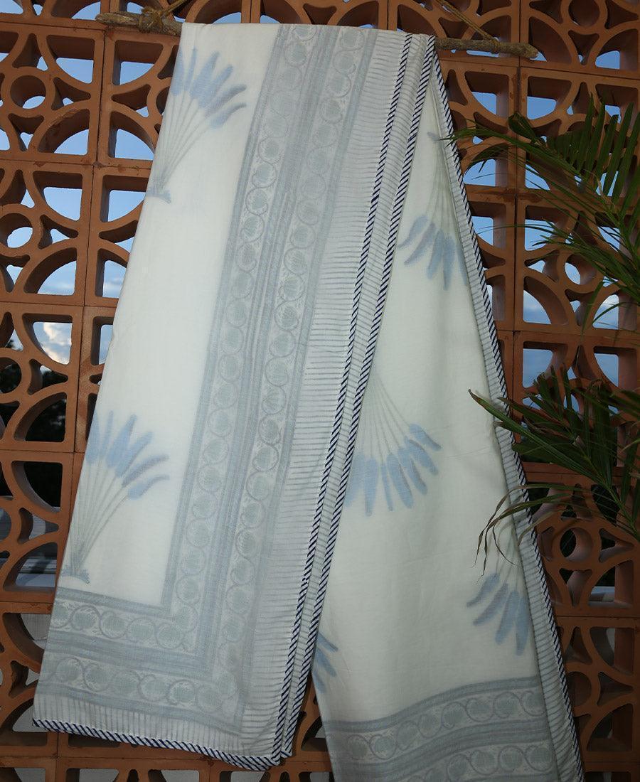 Blue Palm Muslin Dohar - Moriyo Decor