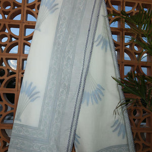 Blue Palm Muslin Dohar - Moriyo Decor