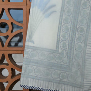 Blue Palm Muslin Dohar - Moriyo Decor