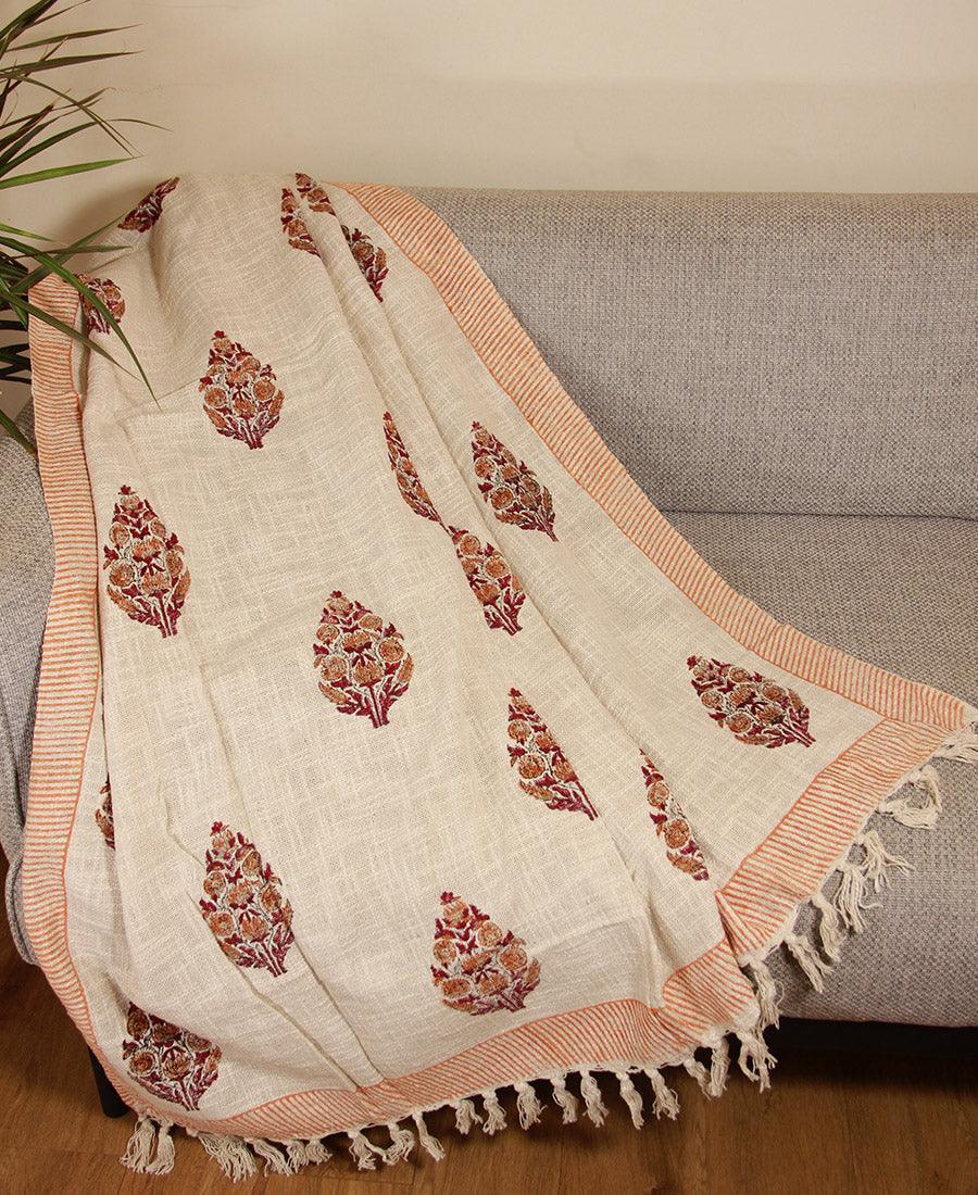 Kesari Jatropha Sofa Throw - Moriyo Decor